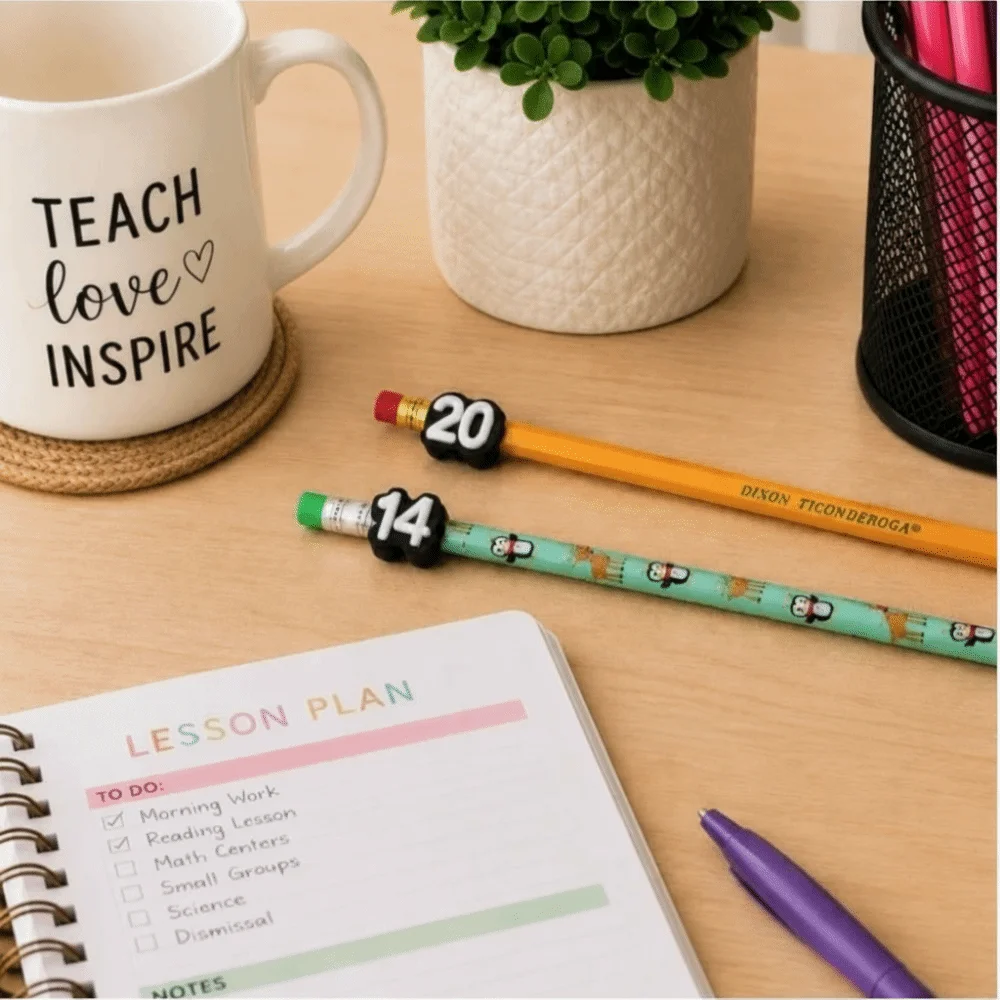 50pcs Craft Tables Soft Pencil Tracking Markers Silicone Cute Numbered Pencil Caps Reusable Numbered Pencil Toppers Adults