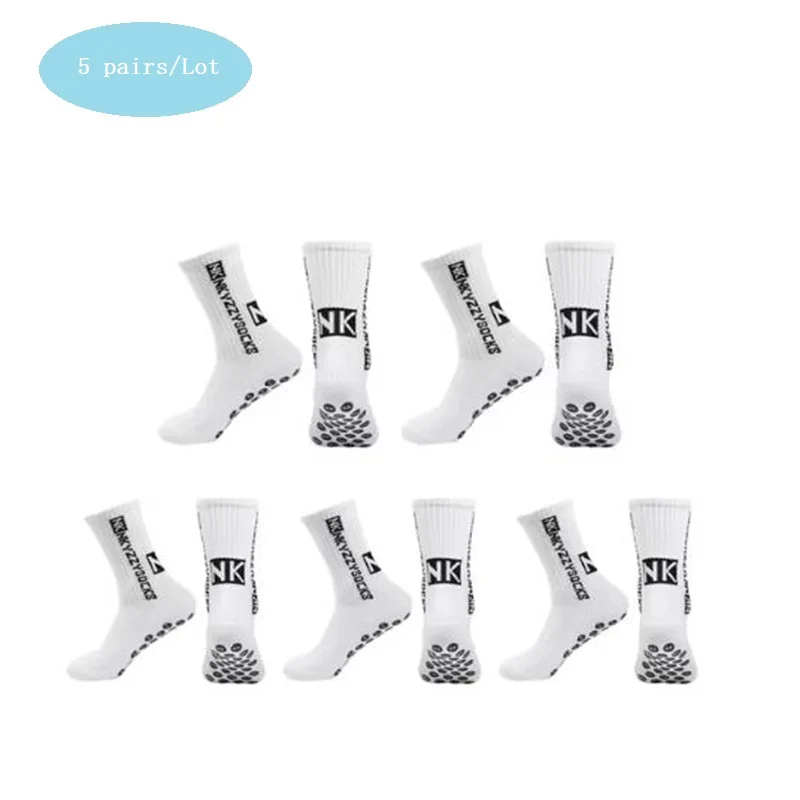 1/5/10 pair of black and white football socks breathable soft non-slip grip running Sports socks Soccer Basketball tube socks