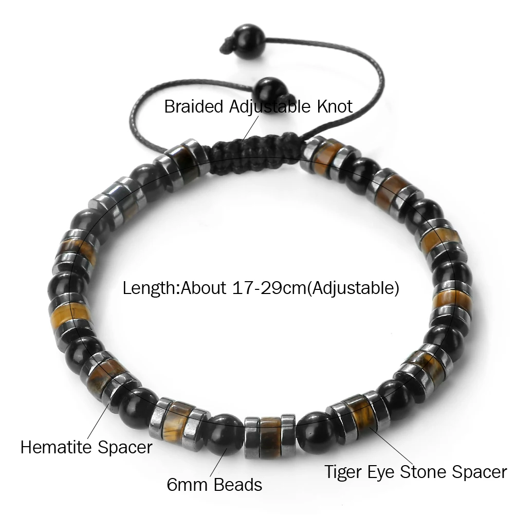 1Pcs Fashion Men Bracelet Punk Style Hematite Tiger Eye Stone Bracelets Women Health Protection Soul Jewelry Gift Couples Bangle