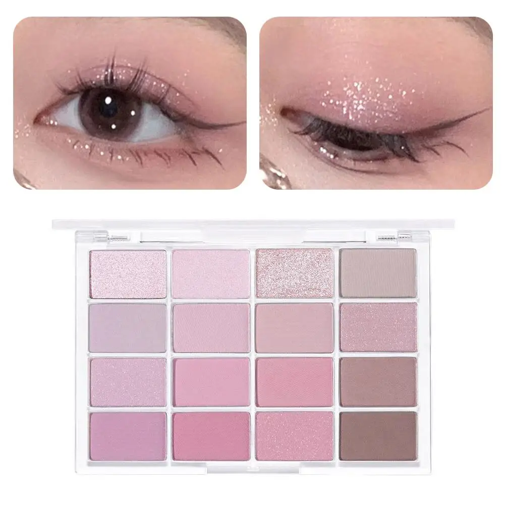 16-Color Korean Eyeshadow Palette Makeup Matte & Shimmer Shades Long Eye Palette Brown Pink Eye Makeup Lasting Glitter Shad N1W8