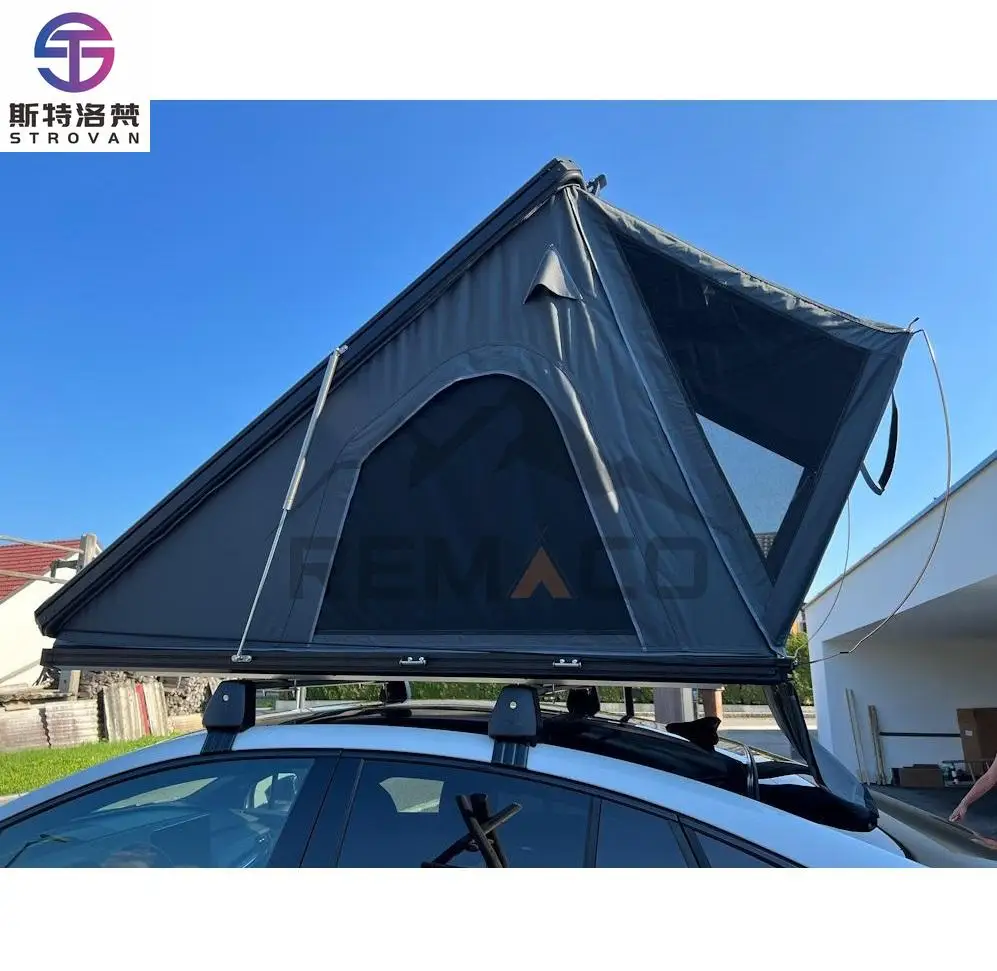 

STLF LZS Stock 4-Person Clamshell Roof Top Tent Aluminum Alloy Frame Waterproof Double Layer Four-season Camping Ladder Canvas P