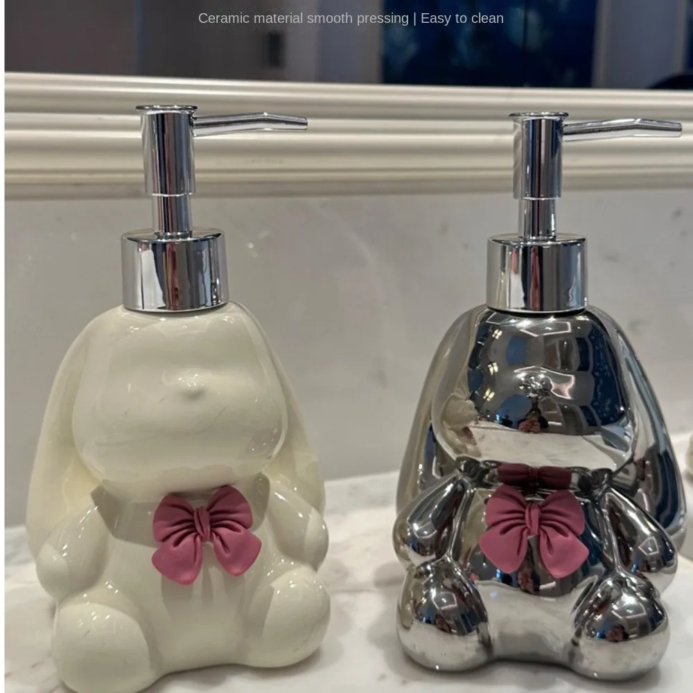 High Quality Separate Bottles Shower Gel Container Bowknot Ceramic Emulsion Bottle Rabbit Cute Soap Dispenser Home Kitchen