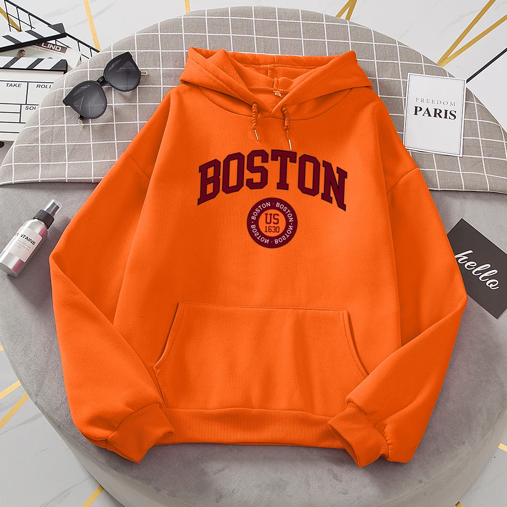 New Boston City Us Founded In 1630 Printed Plus Size Hooded Men Women Prevalent Hoodies American Style Sweatshirt Streetwear