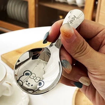 WORTHBUY 304 스테인레스 스틸 아이스크림 디저트 스푼, 휴대용 식기, 주방 설탕 소금 스푼 