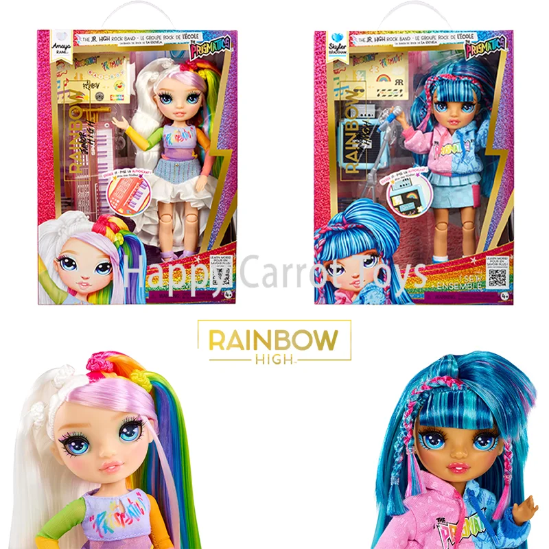 Muñeca Original Rainbow High Jr High Rock Band Skyler Amaya con Cabello Colorido de 23 cm, Accesorios Personalizados, Excelente Juguete para Niñas