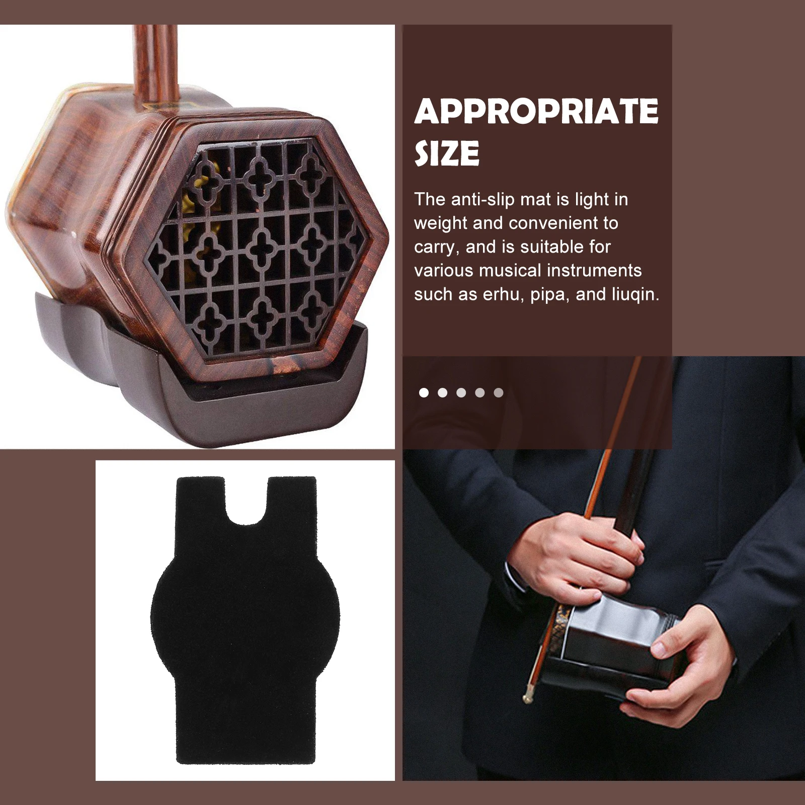 

Musical Instrument Cushion Anti-slip Mat Erhu Bottom Support Non-slip Wear-resistant Pad for Pipa Accessory