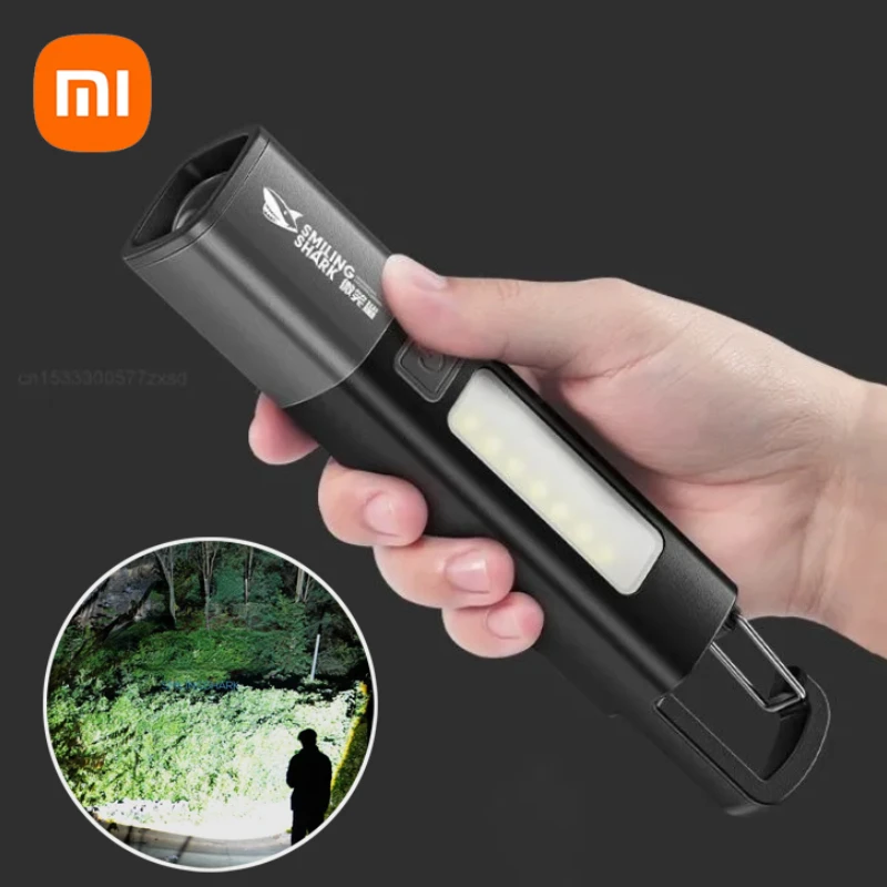 Xiaomi SMILING SHARK Outdoor Flashlight Portable Strong Light Variable Focus with Outdoor Hunting Fishing Walking Lighting Tool