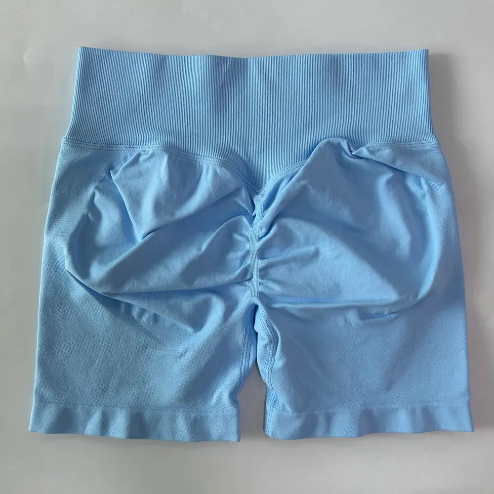 Pericic 4,5" Beinlänge Yoga-Shorts für Damen, gerippt, hohe Taille, Sportshorts, hochelastische Trainingskleidung, nahtlose Gym-Shorts – Detail 8