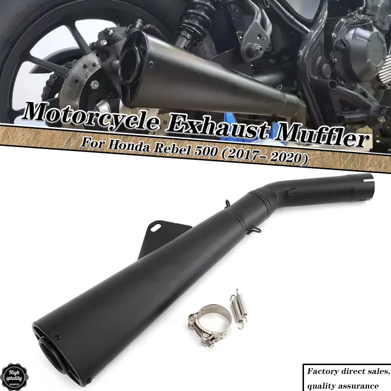 

For Honda Rebel 500 Motorcycle Exhaust Muffler Pipe Slip-on Exhaust Full Systems Stainless Steel 2017- 2020 year Black Retro-Dra