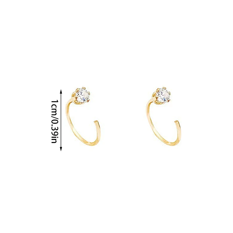 1 Pair Women Fashion Piercing Alloy Tragus Flower Hoop Studs Earrings Girls Round Small Crystal Earrings  Fashion Jewelry