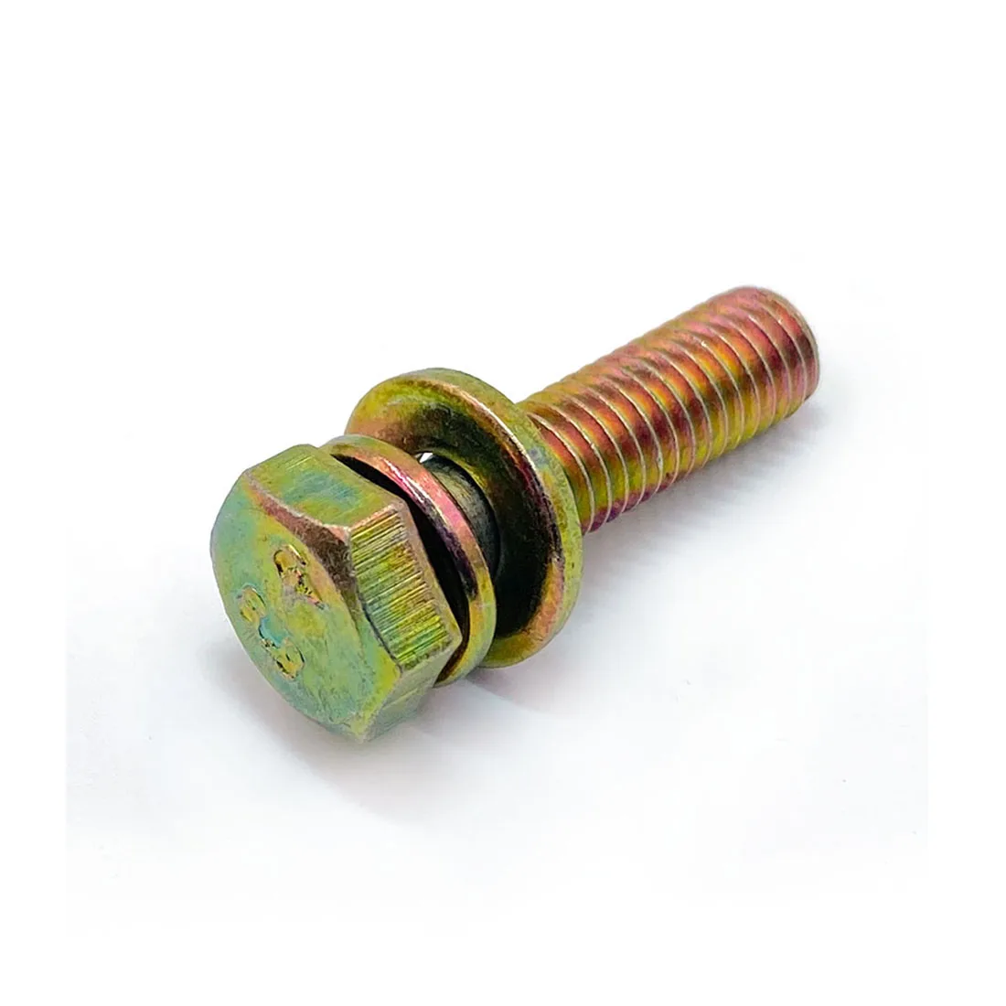 5 Pcs/Pack /M8/M10/M12 Hex Head Bolt with Flat & Spring Washer 3-in-1 Assembly, Grade 8.8 Color Zinc DIN933 / GB9074.17