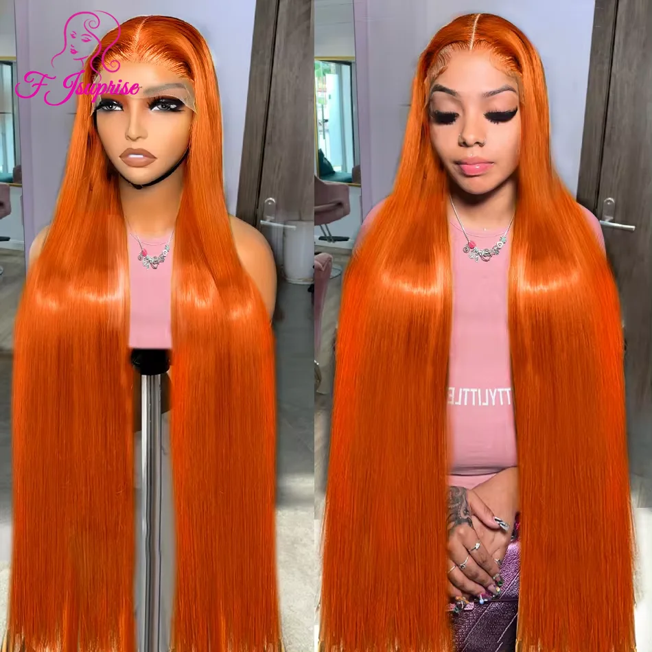 13x6 Ginger Orange Lace Front Wig Colored Human Hair Wigs Pre Plucked 13x4 Bone Straight Transparent Lace Frontal Human Hair Wig