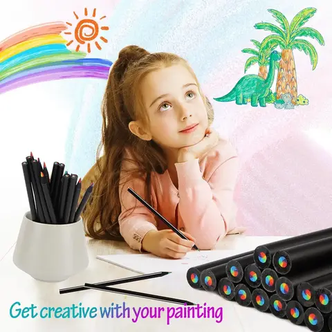 10-100Pcs Rainbow Drawing Pencil Colored Black Wood Pencils Gift for Sketching Doodling Coloring Painting Colored Pencils