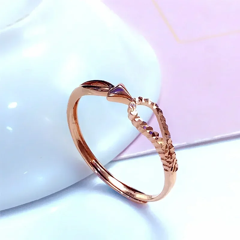 585 Purple Gold Plated 14K Rose Gold Irregular Design Jewelry Light Luxury Japanese and Korean Style Charm Rings for Women