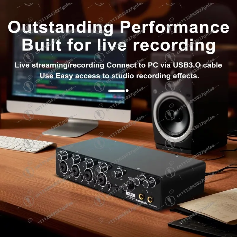 Professional 4-channel USB audio interface sound card with microphone preamplifier ASIO live recording for professional use