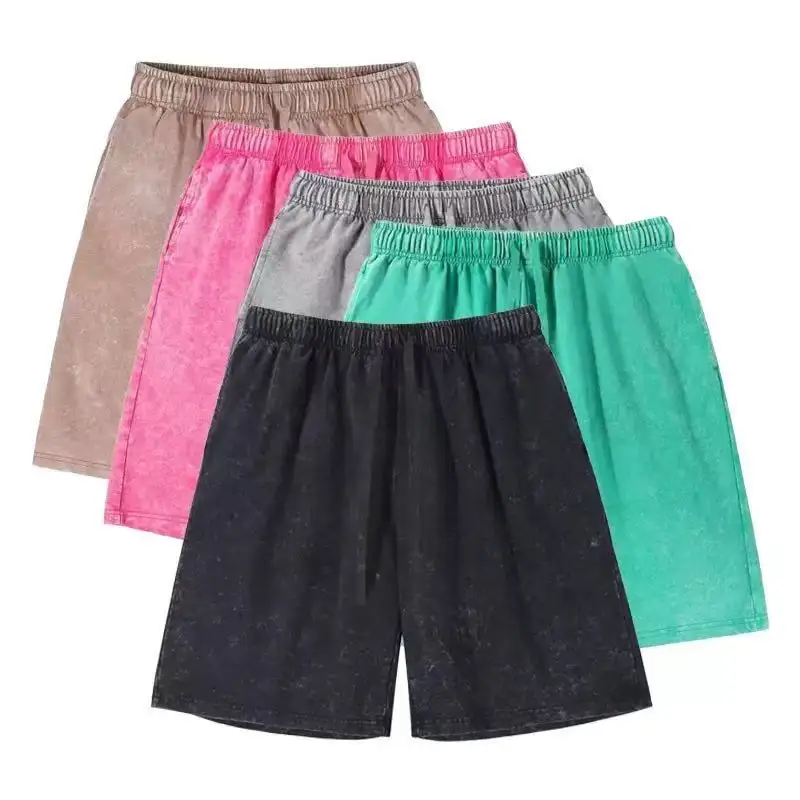 

Retro 2026 Summer Rewashed Cotton Shorts For Men Unisex 320gkg Distressed Sport Shorts Brand Clothes