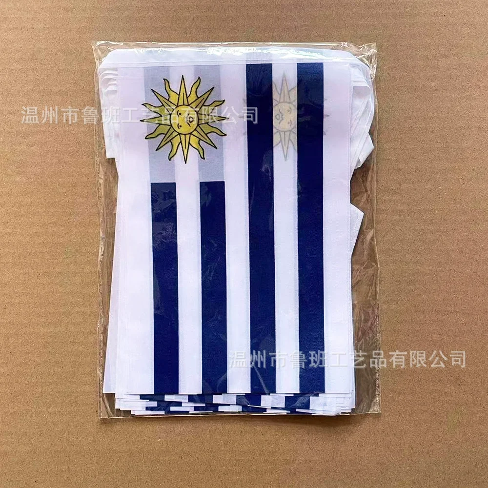 TIKI FLAG 20pcs/lot Uruguay Bunting Flags 14x21cm Pennant Uruguay String Banner Festival Party Holiday for Decoration