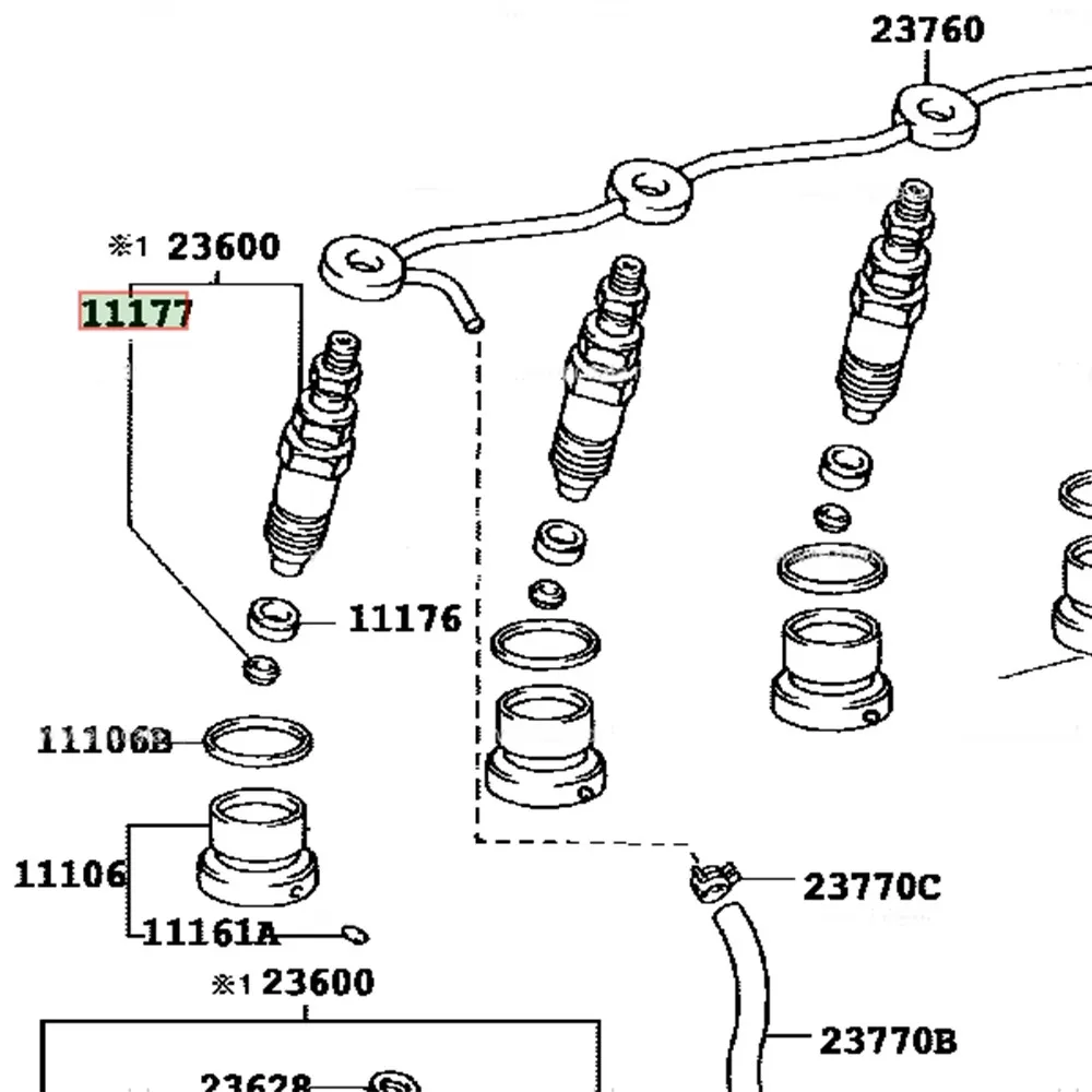 

Fuel Injector Gasket Repair Kit 11176-64010 2C 3C 2L 3L 5L For Toyota ToyoAce Town Ace Noah Regius Ace Hiace Dyna