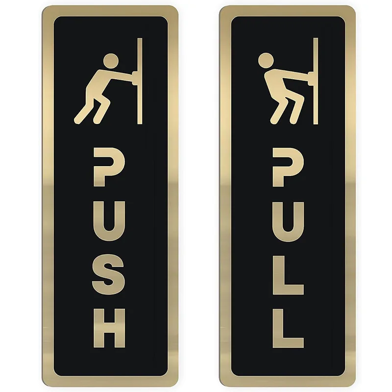 Aluminum Sliding Door Sticker Hotel Restaurant Glass Push Word Pull Word Door Sign Reminder Sign Hotel Signage Gate Sticker