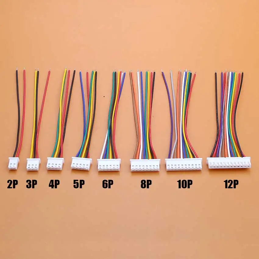 10PCS XH2.54mm XH 2.54mm Terminal Wire Cable Connector 2/3/4/5/6/8/10/12 Pin 2.54MM Pitch Plug 10CM/20CM/30CM Wire Length 26AWG