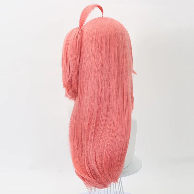 Synthetic Vtuber Inspired Cosplay Wig with Cat Ear Clip Sakura Shrine Maiden Style, Realistic Scalp Top, Anime Costume Party