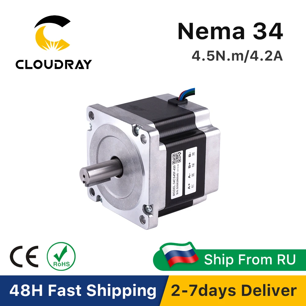 Nema 34 Stepper Motor 2 Phase 4.5N.m 4.2A（34CS45F-420）4-lead Stepper Motor for CNC engraving milling machine high torque