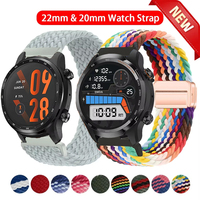 20mm 22mm Braided Solo Loop For TicWatch Pro 3 Ultra GPS LTE Smartwatch Bracelet Band For TicWatch Pro E3 E2 S2 C2 GTX GTH Nylon