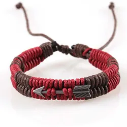 1/2pcs New Hand-woven Bracelet Couple Red Rope Hand Rope Ethnic Style Simple Bow and Arrow Bracelet Jewelry Wholesale