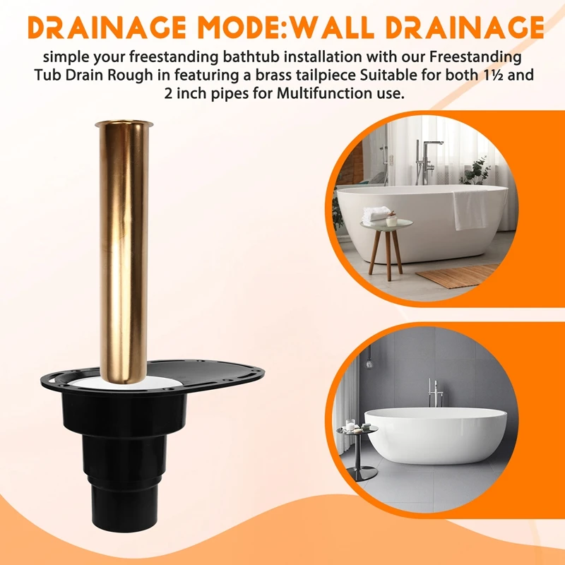 

Bathtub Drain Assembly Easy Installs Freestanding Tub Drain Rough in Set with Brass Tailpiece