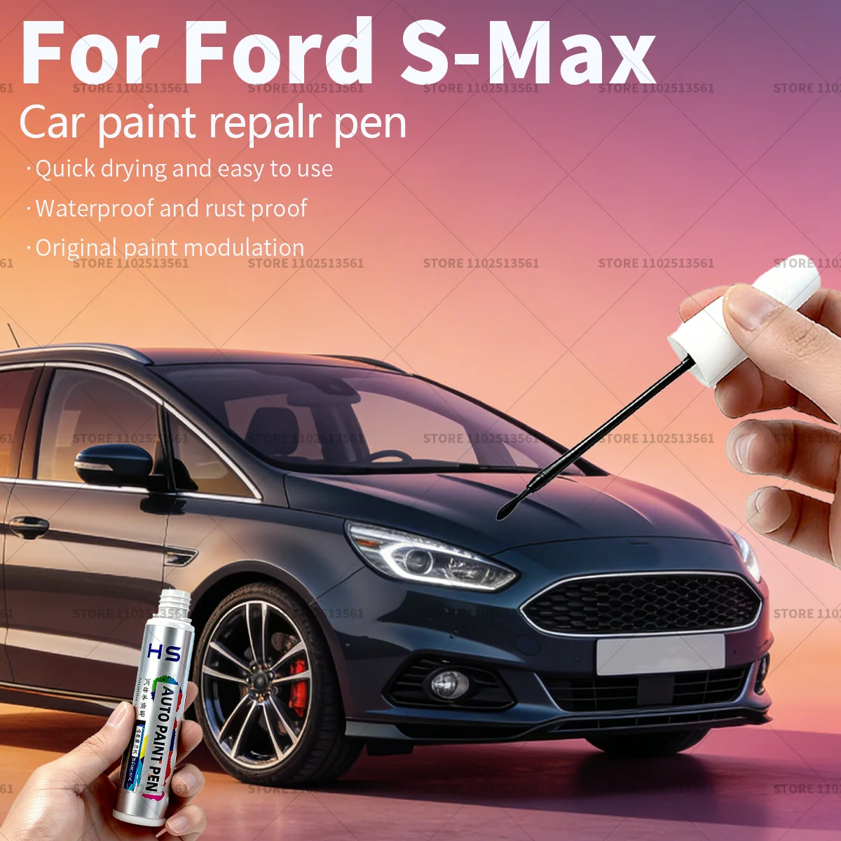 Paint Repair Pen Touch Up Scratch Remover DIY Car Accessories For Ford S-Max Black Blazer Blue Silver White Lucid Red Grey