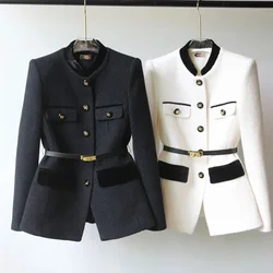 Women Blazer Coat New 2024 Autumn Long Sleeve Casual Single-breasted Elegant Office Waist Ladies Suit Coat Tops Female Outerwear