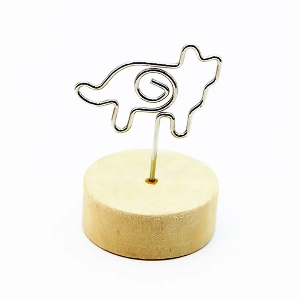 1 PC Gift Home Decoration Memo Card Picture Clip Photo Frame Round Wooden Holder Message Left Supporter