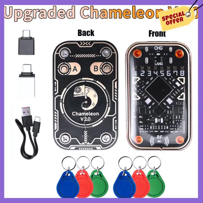 -A96Z Chameleon Ultra V2.0 RFID Smart Chip Reader Emulator+6Xcuid Keychain 125Khz 13.56Mhz Card Decode NFC Duplicator