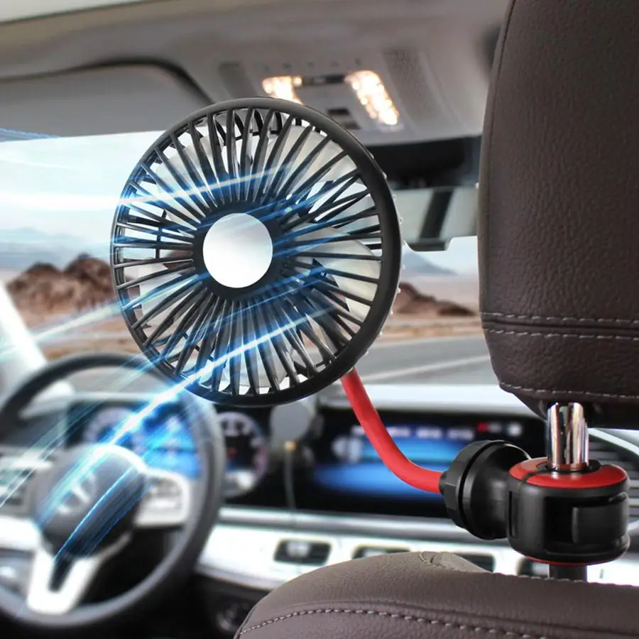 Portable Car Fan 360 Degree Rotation Car Auto Flexible Air Cooling Fan USB Air Circulation Fans Cooler for Dashboard RV Truck