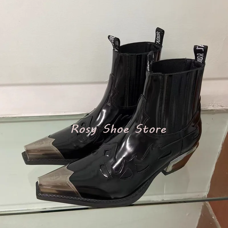 

Women's Suede Point Toe Fashion Autumn Winter Street Ankle Boot Buckle Strap Design Metal Rivet Decor Square Heel Trousers Boots