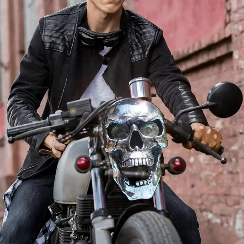 T3LF Bright Motorcycle Headlight Low Consumption Unique Skull Shaped Light
