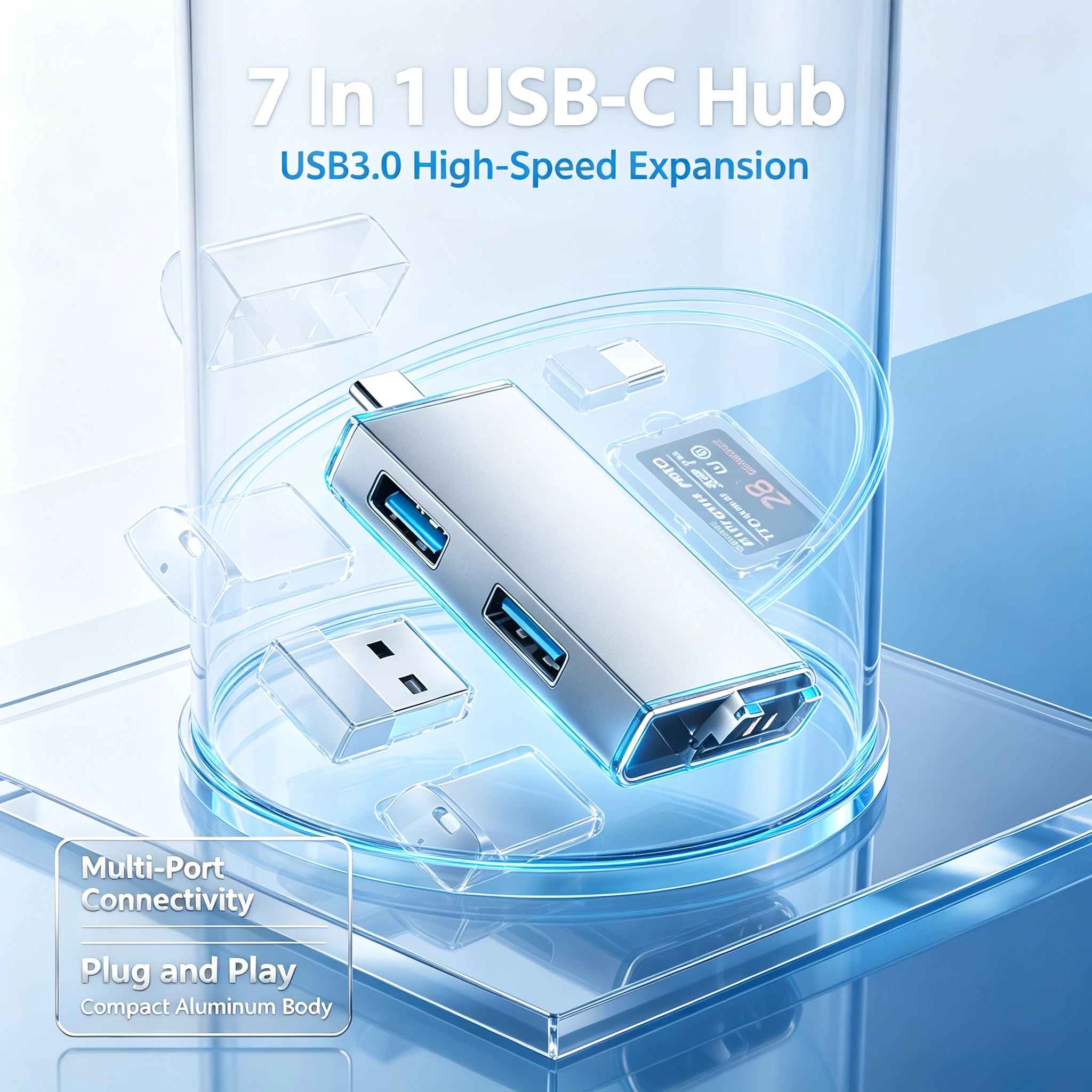 7-in-1 USB 3.0 Card Reader Type-C OTG Adapter SD TF Memory Card Reader USB Flash Drive for Phone PC Laptop