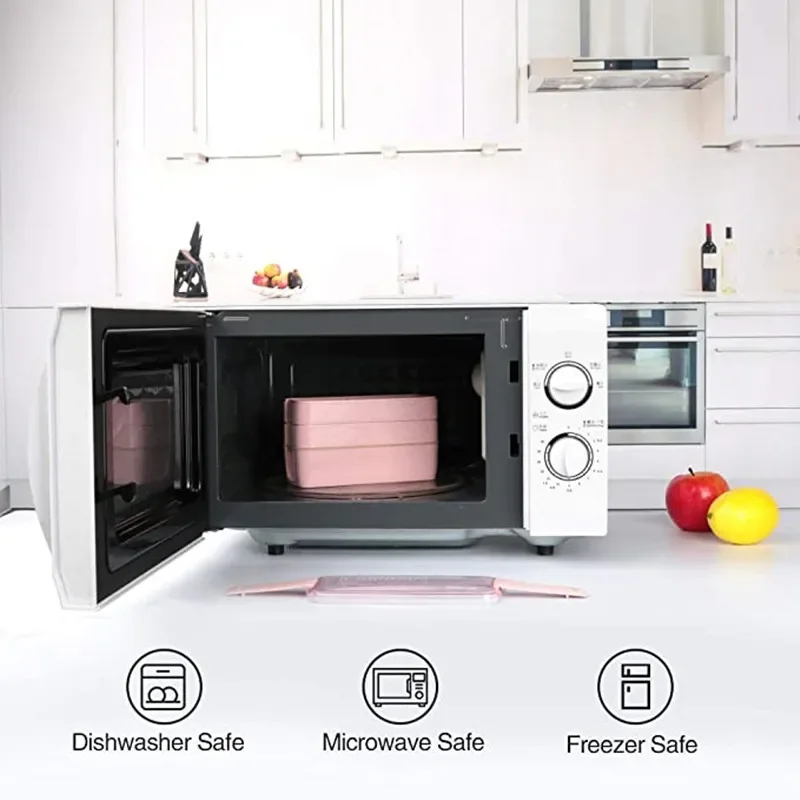 صندوق بينتو للطلاب مع أدوات المائدة والمكتب وصندوق الغداء 3 طبقات ذات سعة كبيرة يمكن استخدامه لأفران الميكروويف وختم جيد