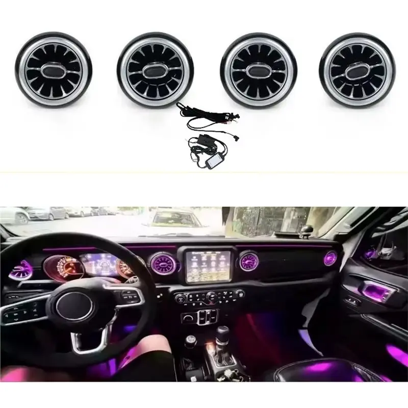 AB16-Decorative Air Vent LED 256 Colours Light For Jeep Wrangler JK 2011-2017 Car A/C Air Outlet Turbine Nozzle Accessory Lamp