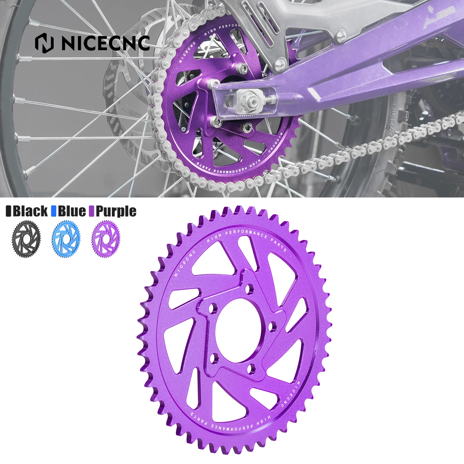 

NICECNC For Surron Light Bee X For SUR-RON Light Bee S L1E Motocross 48T Rear Sprocket For Segway X160 X260 Electric Dirt Bike