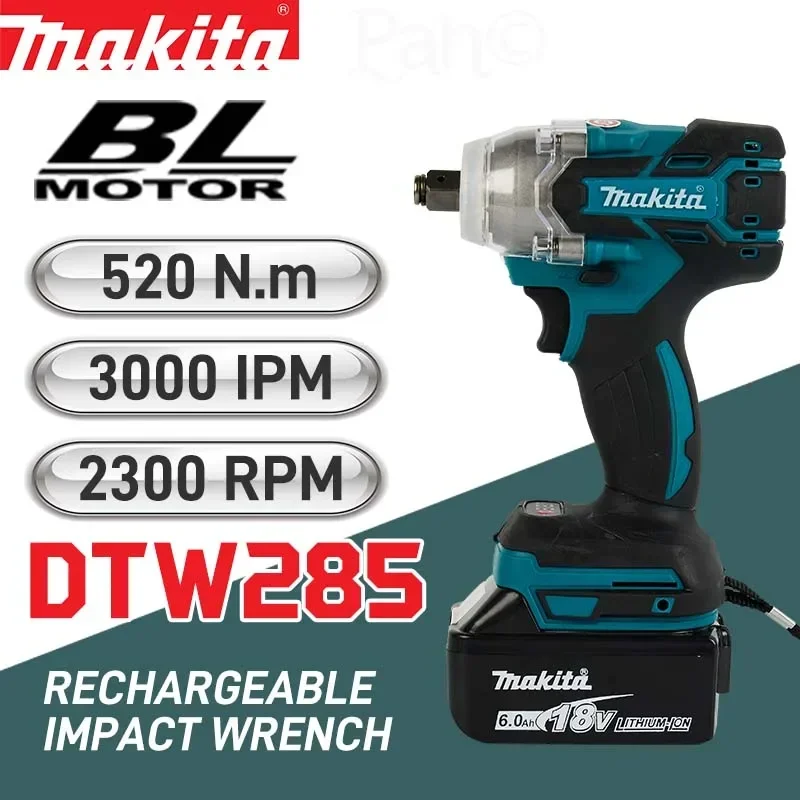 

Аккумуляторный ударный гайковерт Makita DTW285 18В, 280 Нм, бесщеточный двигатель, привод 1/2 дюйма, мощный электрический шуруповерт