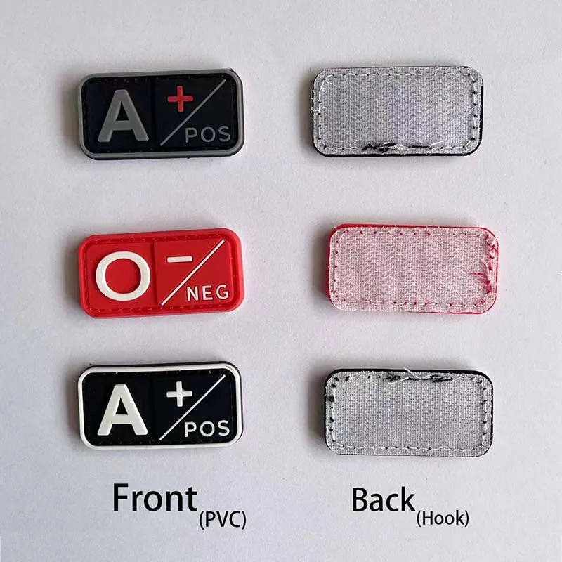 5*2.5CM 3D Blood Group Badge Patch A+ B+ AB+ O+ A- B- AB- O- PVC Rubber Emblems,Military Tactical Patches Hook And Loop