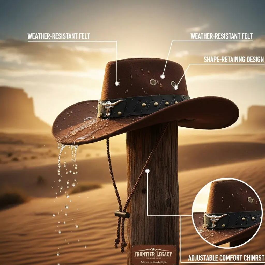 Nuevo Sombrero de copa de montar de estilo étnico Retro para hombres y mujeres, estilo occidental con cinturón con etiqueta de cabeza de toro