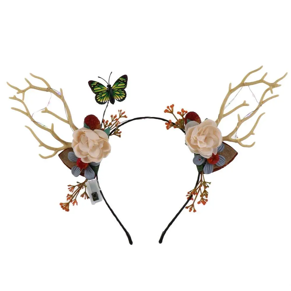 

LED Lights LED Glow Headband Colorful Resin Flashing Headband Plastic Luminous Luminous Deer Horn Hair Band