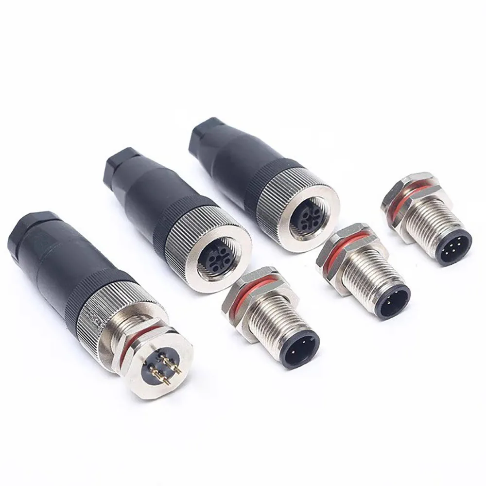 

M12 PG7 Waterproof Aviation Plug Socket 4 5 8 12Pin Sensor Connector Industrial Grade 4-6MM Elbow Straight Weldin