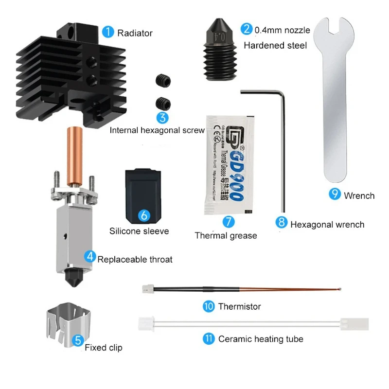 3D Printer Hotend Kit Heater For Bamboo Lab P1P P1S X1 X1C 3D Printer Hotend Kit Extruder Assembly Spare Parts view 4
