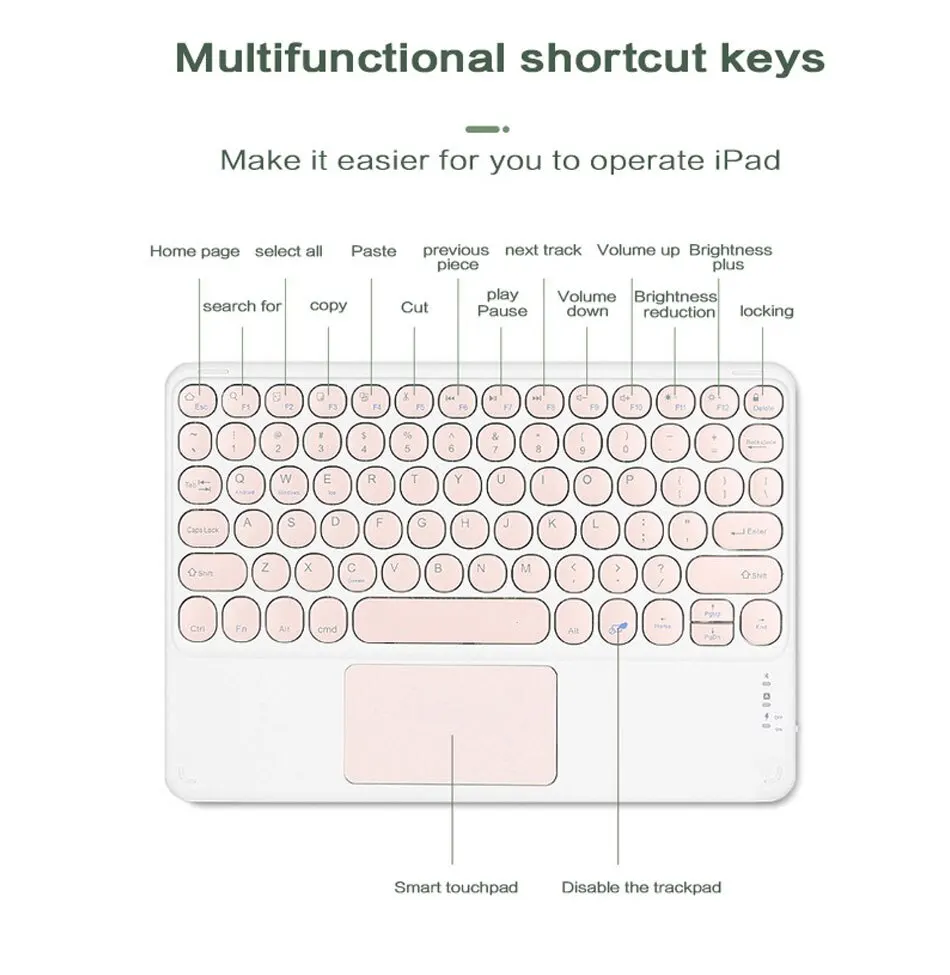 Drahtlose Bluetooth-Tastatur mit Touchpad Maus Hintergrund beleuchtung RGB Russisch Portugiesisch Spanisch Koreanisch Tablet für iPad Android Windows