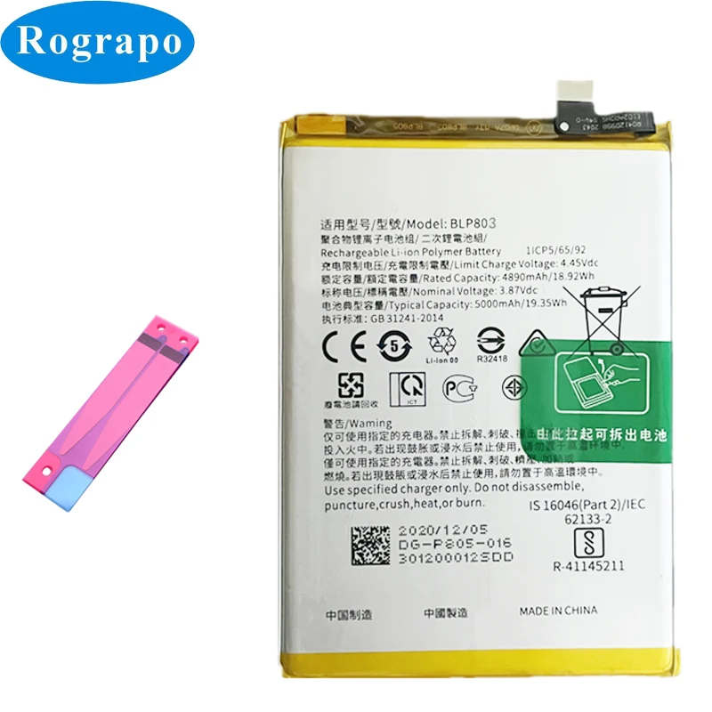 Nieuwe BLP771 BLP799 BLP803 BLP807 BLP837 BLP877 Batterij Voor Oppo Realme 7 7i X7 8 8i 8S 9 Pro+ 5G