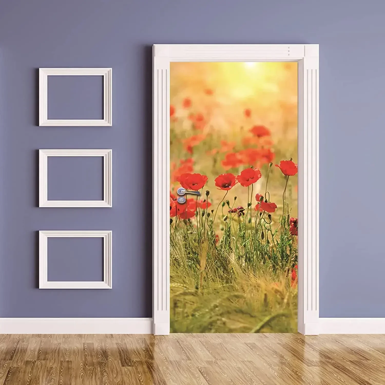 Spring Flowers Door Stickers 3d Pink Cherry Tree Stickers Beautiful Nature Flowers Mural Poster Bedroom Stickers