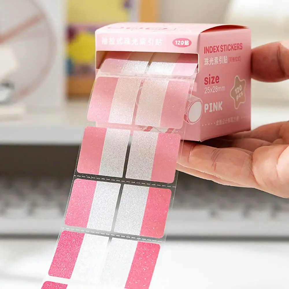 Transparent Pearl Pearlescent Sticky Tabs Aesthetic Stationery Writable Pull-Out Label Stickers Back Full Adhesive Blank